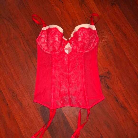 Victoria's Secret Other - Victoria's Secret Red Bustier Corset With Garter Straps